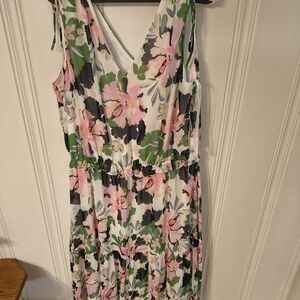 Tommy Hilfiger Pink and Green Floral Maxi Dress